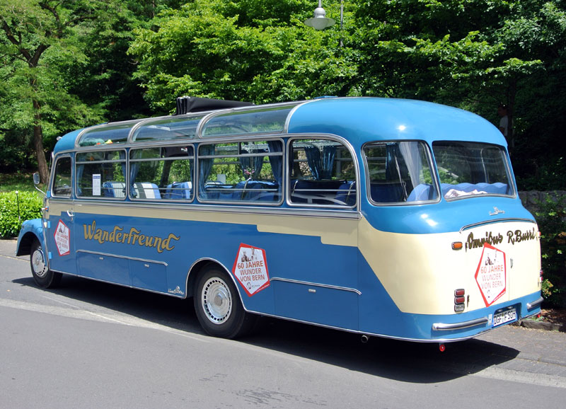  Der Original-Bus der 54er-Weltmeister-Mannschaft.